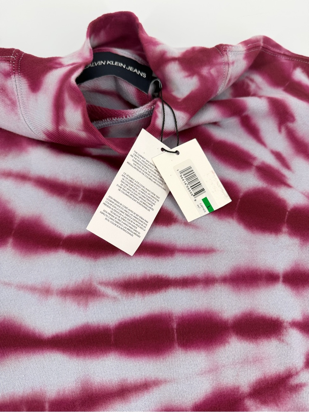 Calvin Klein Jeans Tie Dye Mock Neck Sweatshirt Pink Womens NWT - Picture 9 of 16